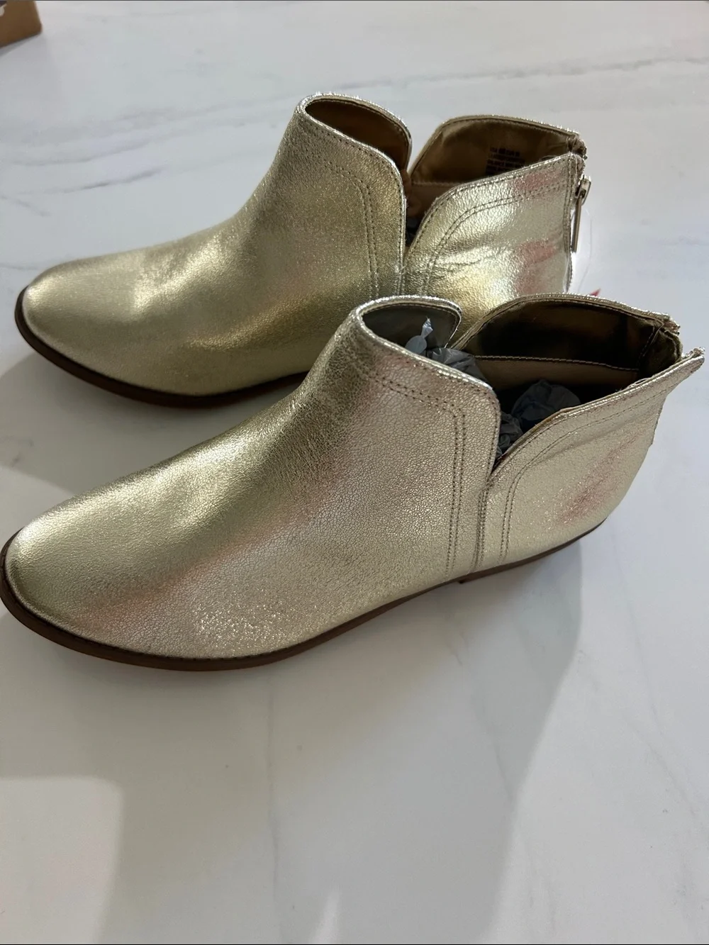 Nina Metallic Gold Ankle Booties with Back Zip
